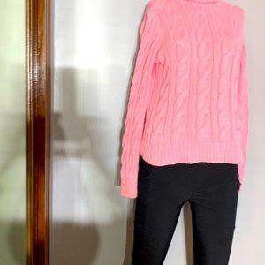 Lauren Ralph Lauren 💯 cotton knit sweater turtleneck pink